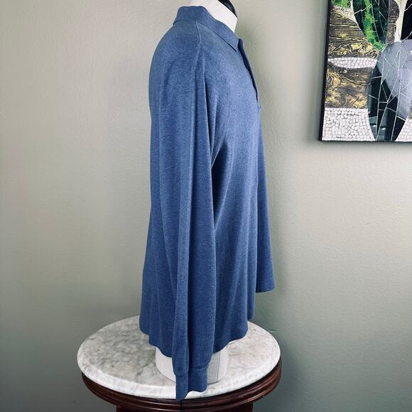 Lands' End Peruvian Cotton Shirt L Long sleeve 3 button neck collar - Picture 3 of 7